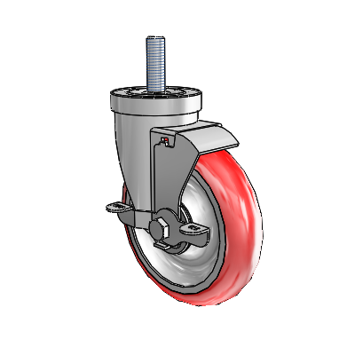 S30 Series Threaded Stem Stainless Steel Swivel Caster with 5 x 1.25 Advantage Heat (Round) Wheel and VertiLoc Brake