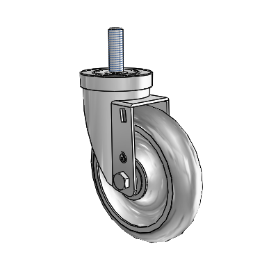 S30 Series Threaded Stem Stainless Steel Swivel Caster with 5 x 1.25 PolyLock (Grey) Wheel