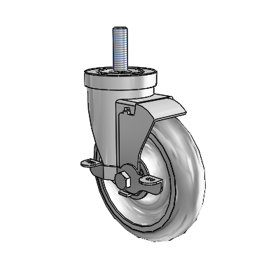 S30 Series Threaded Stem Stainless Steel Swivel Caster with 5 x 1.25 PolyLock (Grey) Wheel and VertiLoc Brake