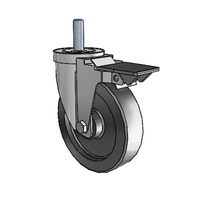 S30 Series Threaded Stem Stainless Steel Swivel Caster with 5 x 1.25 Polyolefin Wheel and PosiLoc Brake