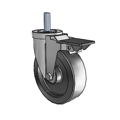 S30 Series Threaded Stem Stainless Steel Swivel Caster with 5 x 1.5 Hi-Temp Resin Wheel and PosiLoc Brake