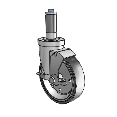 S30 Series Expanding Adapter Stainless Steel Swivel Caster with 5 x 1.25 Welded Disc Polyurethane Wheel and VertiLoc Brake