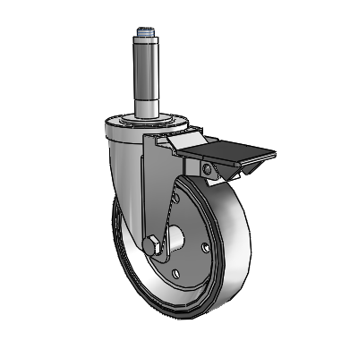 S30 Series Expanding Adapter Stainless Steel Swivel Caster with 5 x 1.25 Welded Disc Polyurethane Wheel and PosiLoc Brake