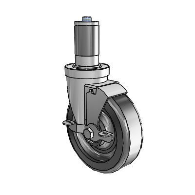 S30 Series Expanding Adapter Stainless Steel Swivel Caster with 5 x 1.5 Phenolic Wheel and VertiLoc Brake