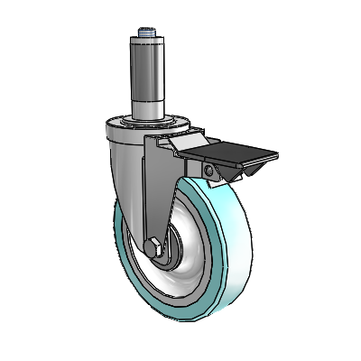 S30 Series Expanding Adapter Stainless Steel Swivel Caster with 5 x 1.25 Advantage Health Wheel and PosiLoc Brake