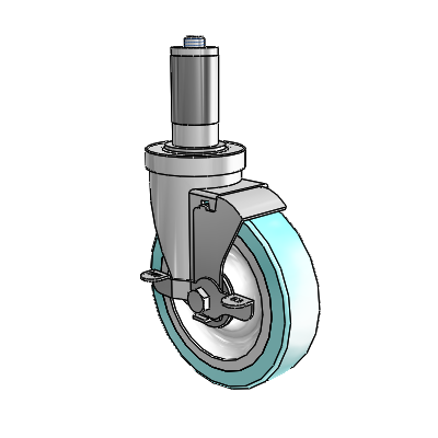 S30 Series Expanding Adapter Stainless Steel Swivel Caster with 5 x 1.25 Advantage Health Wheel and VertiLoc Brake