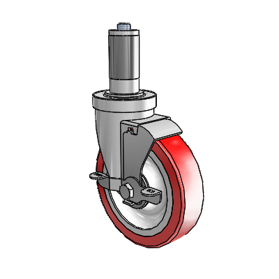 S30 Series Expanding Adapter Stainless Steel Swivel Caster with 5 x 1.25 Advantage Heat (Flat) Wheel and VertiLoc Brake