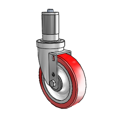 S30 Series Expanding Adapter Stainless Steel Swivel Caster with 5 x 1.25 Advantage Heat (Flat) Wheel