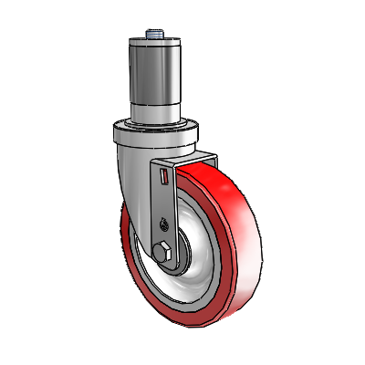 S30 Series Expanding Adapter Stainless Steel Swivel Caster with 5 x 1.25 Advantage Heat (Flat) Wheel