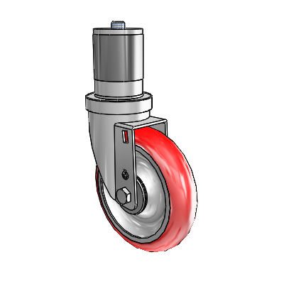 S30 Series Expanding Adapter Stainless Steel Swivel Caster with 5 x 1.25 Advantage Heat (Round) Wheel