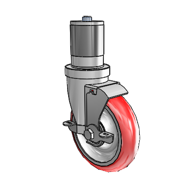S30 Series Expanding Adapter Stainless Steel Swivel Caster with 5 x 1.25 Advantage Heat (Round) Wheel and VertiLoc Brake
