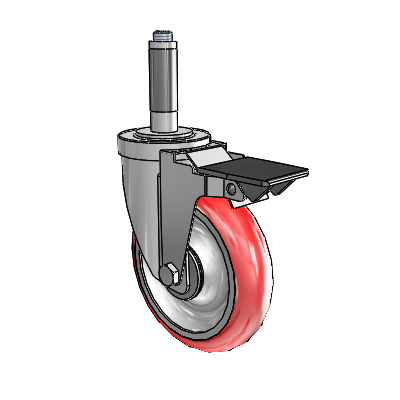 S30 Series Expanding Adapter Stainless Steel Swivel Caster with 5 x 1.25 Advantage Heat (Round) Wheel and PosiLoc Brake