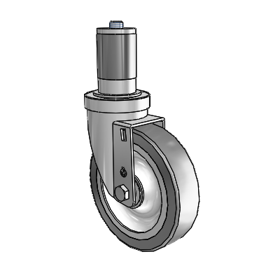 S30 Series Expanding Adapter Stainless Steel Swivel Caster with 5 x 1.25 Advantage TPR (Flat) Wheel
