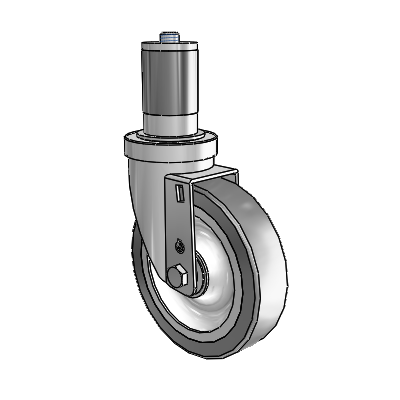 S30 Series Expanding Adapter Stainless Steel Swivel Caster with 5 x 1.25 Advantage TPR (Flat) Wheel