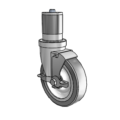 S30 Series Expanding Adapter Stainless Steel Swivel Caster with 5 x 1.25 Advantage TPR (Flat) Wheel and VertiLoc Brake