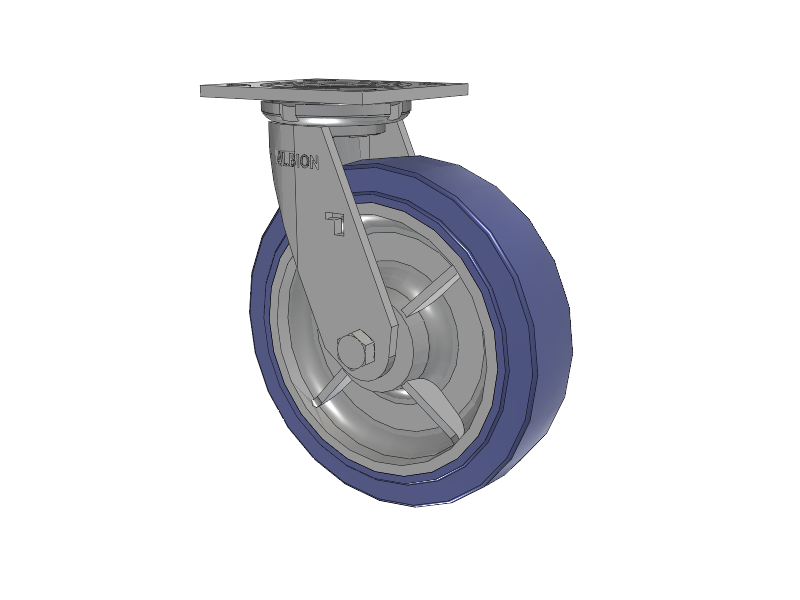 16 Series Top Plate Swivel Caster with 8 x 2 Blue HF - HydroTech (Flat) Wheel
