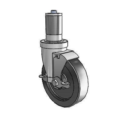 S30 Series Expanding Adapter Stainless Steel Swivel Caster with 5 x 1.25 Polyolefin Wheel and VertiLoc Brake