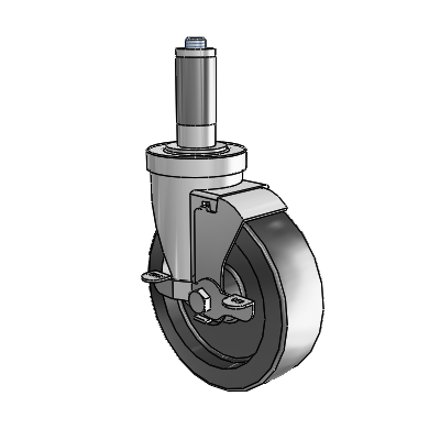 S30 Series Expanding Adapter Stainless Steel Swivel Caster with 5 x 1.5 Hi-Temp Resin Wheel and VertiLoc Brake