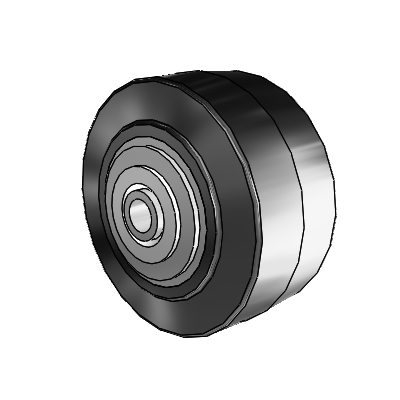 Performa Rubber Flat Black Tread Polyolefin 4 x 2 Wheel with Delrin Bearing