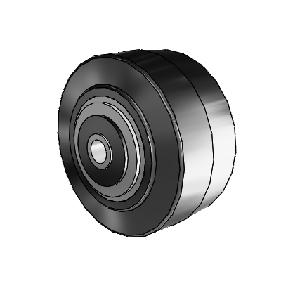 Performa Rubber Flat Black Tread Polyolefin 4 x 2 Wheel with Roller Bearing