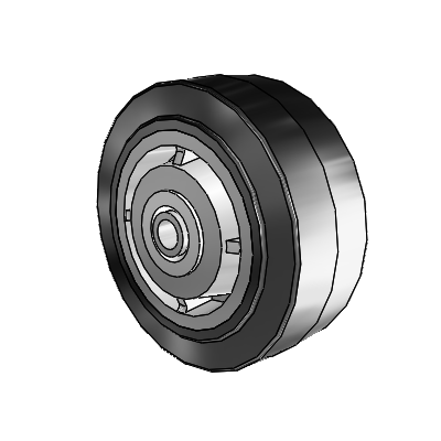 Performa Rubber Flat Black Tread Polyolefin 5 x 2 Wheel with Delrin Bearing