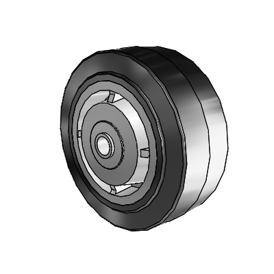 Performa Rubber Flat Black Tread Polyolefin 5 x 2 Wheel with PPBB Bearing