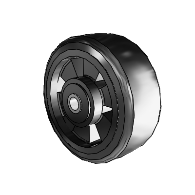 Trans-forma LT Flat Black Tread Thermoplastic Elastomer Polyolefin 5 x 2 Wheel with Roller Bearing