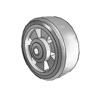 Trans-forma Flat Grey Tread Thermoplastic Elastomer Polyolefin 5 x 2 Wheel with Pedestal Precision Ball Bearing