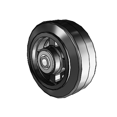 Moldon Rubber Cast Iron 5 x 2 Wheel with Delrin Bearing