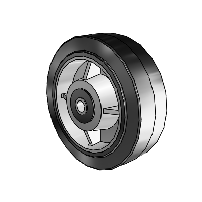 Performa Rubber Flat Black Tread Polyolefin 6 x 2 Wheel with Roller Bearing
