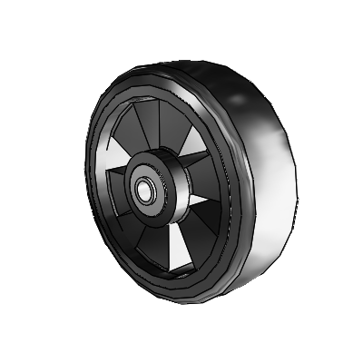 Trans-forma LT Flat Black Tread Thermoplastic Elastomer Polyolefin 6 x 2 Wheel with Pedestal Precision Ball Bearing