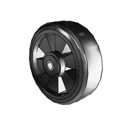 Trans-forma LT Flat Black Tread Thermoplastic Elastomer Polyolefin 6 x 2 Wheel with Roller Bearing