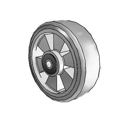 Trans-forma HD Flat Grey Tread Thermoplastic Elastomer Polyolefin 6 x 2 Wheel with Roller Bearing