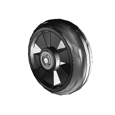 Trans-forma LT Round Black Tread Thermoplastic Elastomer Polyolefin 6 x 2 Wheel with Delrin Bearing