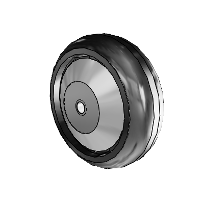 Trans-forma LT Round Black Tread Thermoplastic Elastomer Polyolefin 6 x 2 Wheel with Pedestal Precision Ball Bearing