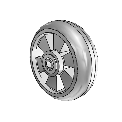Trans-forma Round Grey Tread Thermoplastic Elastomer Polyolefin 6 x 2 Wheel with Delrin Bearing
