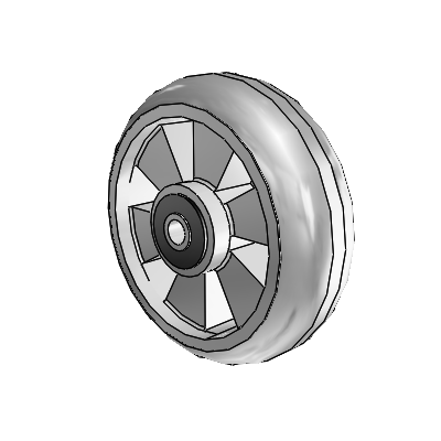 Trans-forma HD Round Grey Tread Thermoplastic Elastomer Polyolefin 6 x 2 Wheel with Roller Bearing