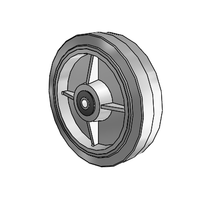 Performa Rubber Flat Gray Tread Polyolefin 8 x 2 Wheel with Roller Bearing