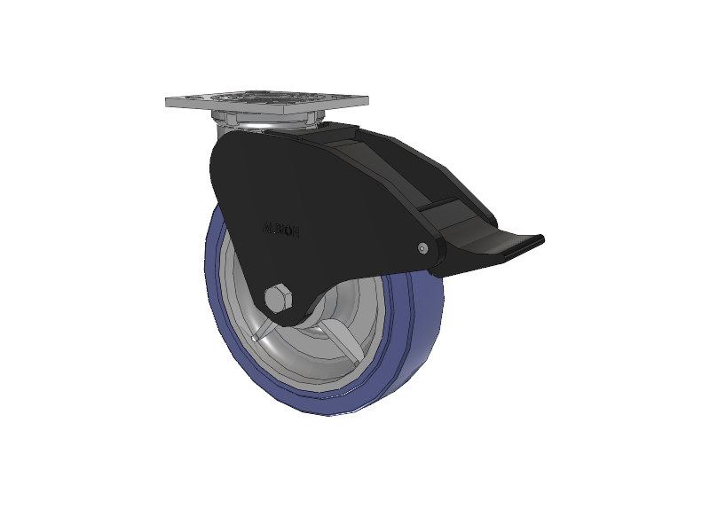 16 Series Top Plate Swivel Caster with 8 x 2 Blue HF - HydroTech (Flat) Wheel and Total Lock Brake
