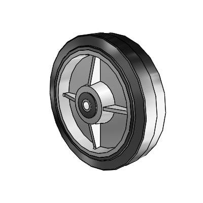 Performa Rubber Flat Black Tread Polyolefin 8 x 2 Wheel with Roller Bearing