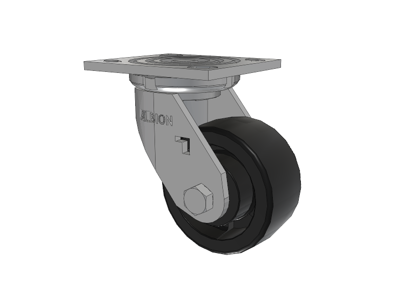 16 Series Top Plate Swivel Caster with 4 x 2 Black Nylon HT - Glass-Filled Nylon (High Heat) Wheel