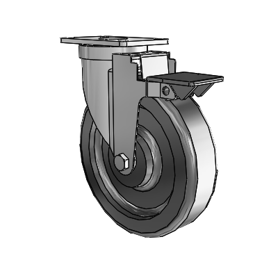 30 Series Top Plate Zinc Swivel Caster with 6 x 1.5 Phenolic Wheel and PosiLoc Brake