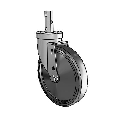 30 Series Octagon Stem Zinc Swivel Caster with 6 x 1.25 Hard Rubber Wheel