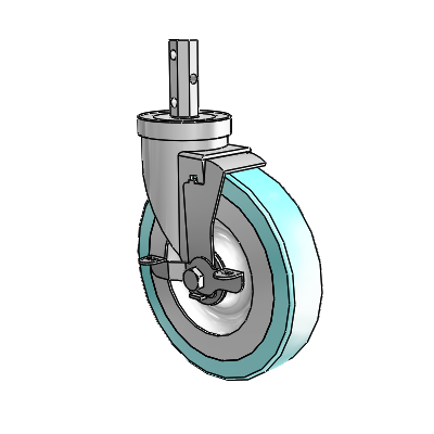 30 Series Octagon Stem Zinc Swivel Caster with 6 x 1.25 Advantage Health Wheel and VertiLoc Brake