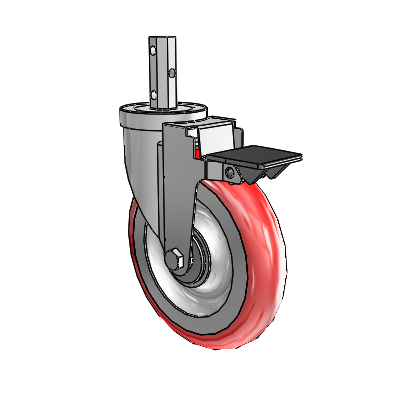 30 Series Octagon Stem Zinc Swivel Caster with 6 x 1.25 Advantage Heat (Round) Wheel and PosiLoc Brake