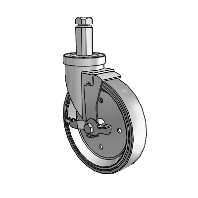 30 Series Square Stem Zinc Swivel Caster with 6 x 1.25 Welded Disc Rubber (Grey) Wheel and VertiLoc Brake