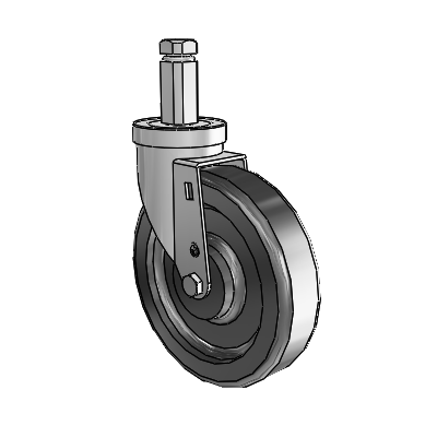 30 Series Square Stem Zinc Swivel Caster with 6 x 1.5 Phenolic Wheel