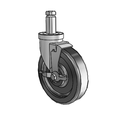 30 Series Square Stem Zinc Swivel Caster with 6 x 1.5 Phenolic Wheel and VertiLoc Brake