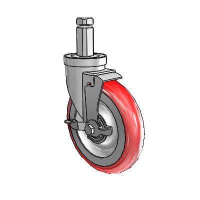 30 Series Square Stem Zinc Swivel Caster with 6 x 1.25 Advantage Heat (Round) Wheel and VertiLoc Brake
