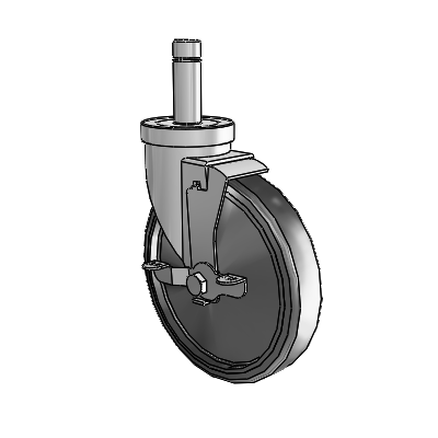 30 Series Grip Ring Zinc Swivel Caster with 6 x 1.25 Cushion Rubber (Conductive) Wheel and VertiLoc Brake